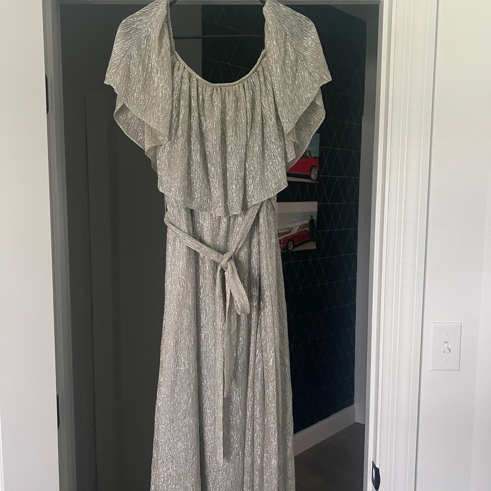 Champagne glitter stretch Maxi Dress